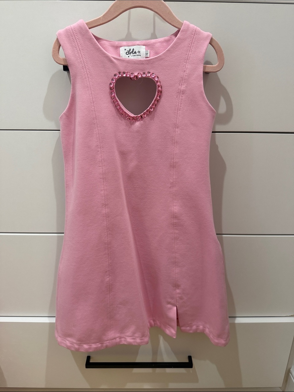 Lola + The Boys Pink Sleeveless Heart Cutout Swing Dress